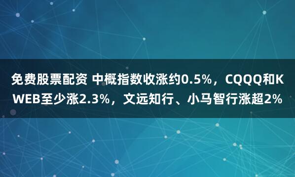 免费股票配资 中概指数收涨约0.5%，CQQQ和KWEB至少涨2.3%，文远知行、小马智行涨超2%