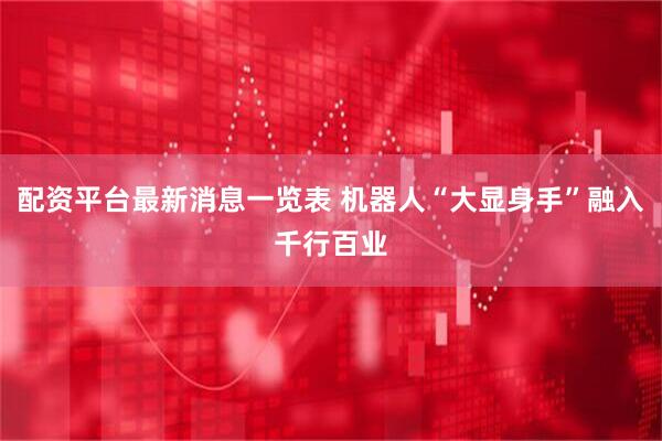 配资平台最新消息一览表 机器人“大显身手”融入千行百业