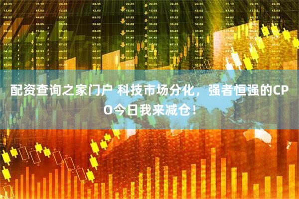 配资查询之家门户 科技市场分化，强者恒强的CPO今日我来减仓！
