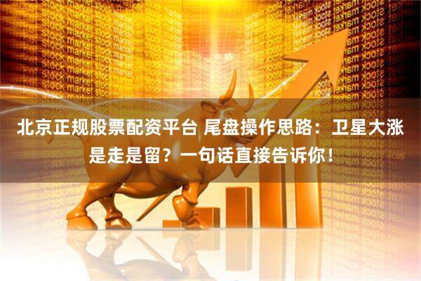 北京正规股票配资平台 尾盘操作思路：卫星大涨是走是留？一句话直接告诉你！
